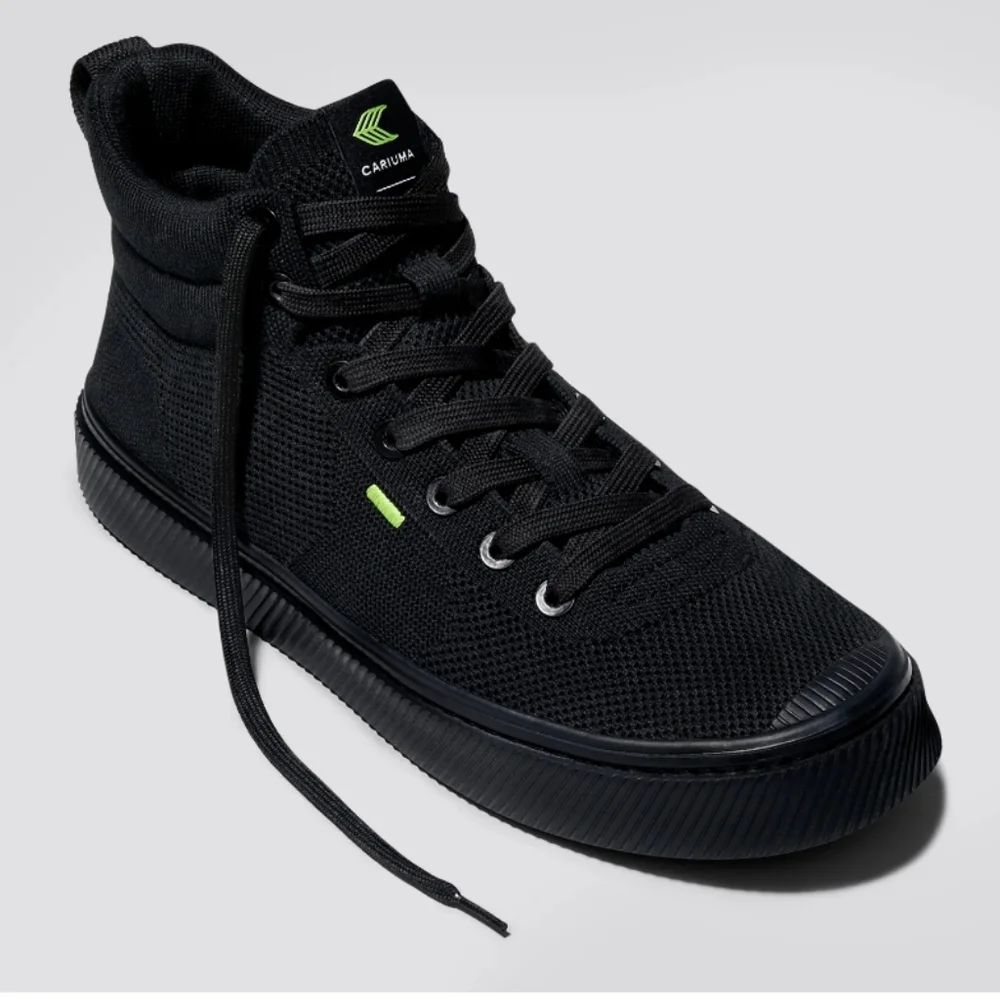NIB CARIUMA IBI HIGH TOP ALL BLACK KNIT SNEAKER 12 MEN 13.5 WOMENS - Picture 2 of 12